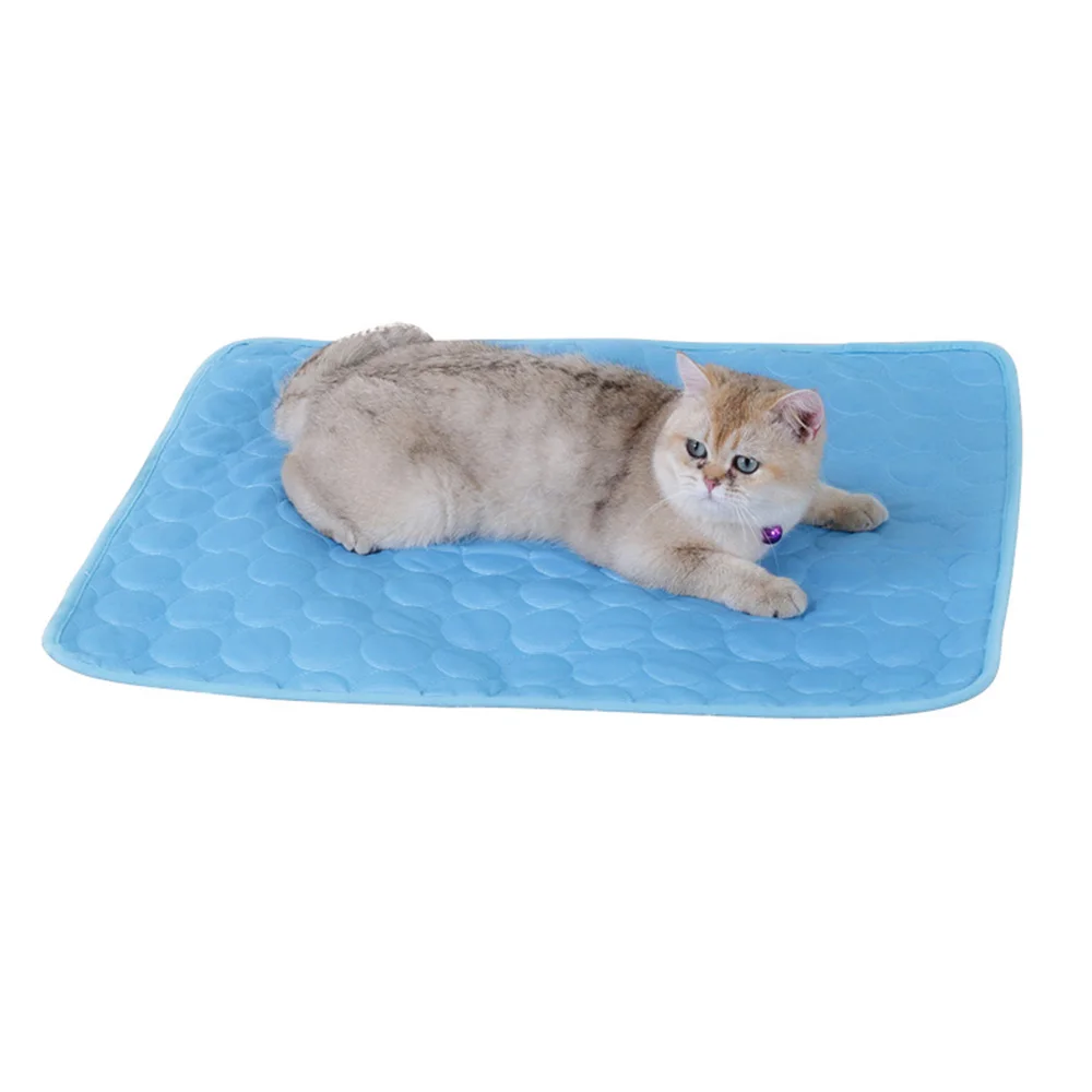 Summer Pet Cooling Mat Dog Cat Self Cooling Mat Ice Silk Breathable Pet Crate Pad Portable Washable Pet Ice Pad Bed Mat Blanket