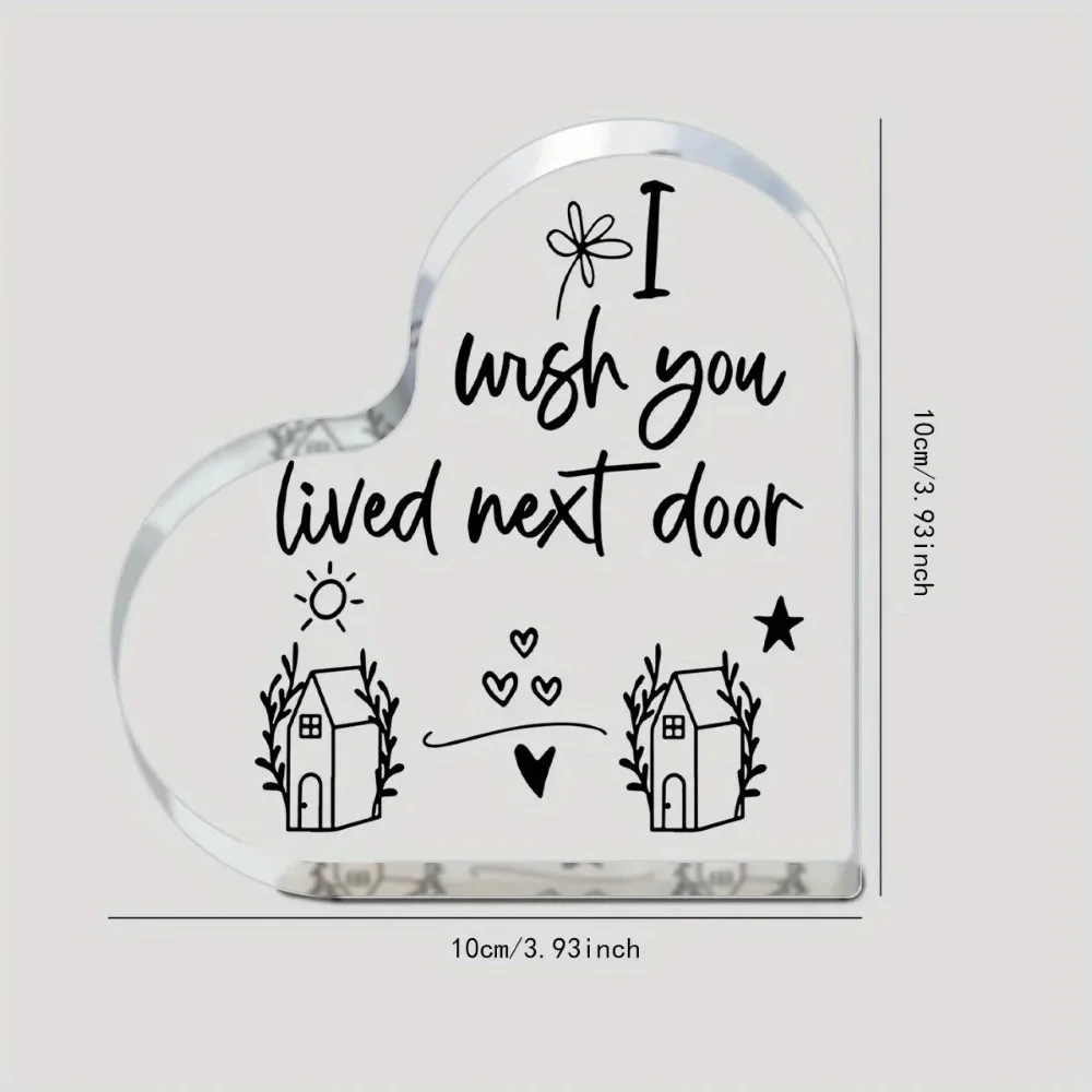 CIFBUY Clear Acrylic Heart Plaque 2D Personalized Friendship Gift for Neighbors Sisters Home Decor Wall Hanging Ornament