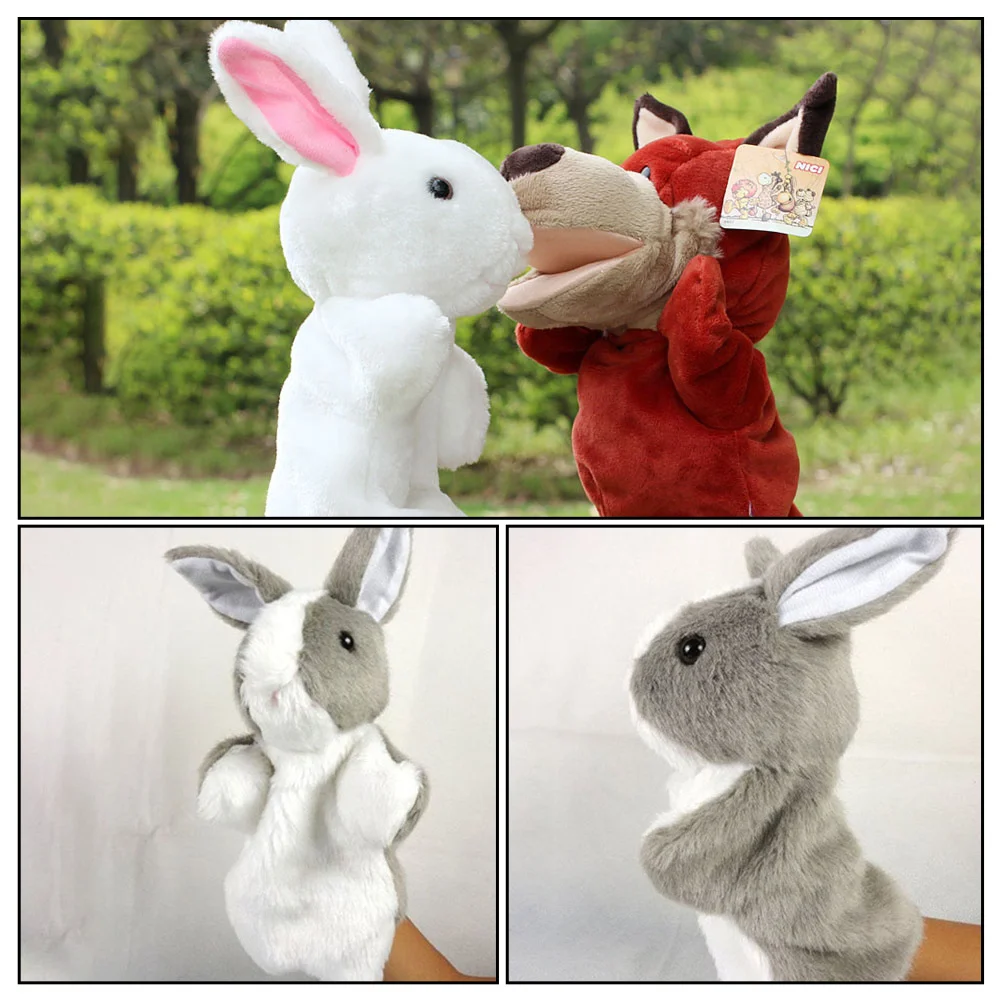 2Pcs Rabbit Hand Puppet Interactive Storytelling Play for Kids Parent Child Communication Educational Hand Puppet Plaything