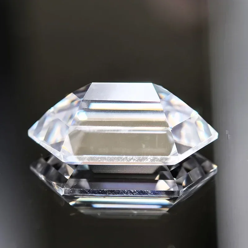 Moissanite Stone White Color Long Hexagon Shape Special Cut Charm Bead For Advanced Jewel Making Selectable GRA Certificate