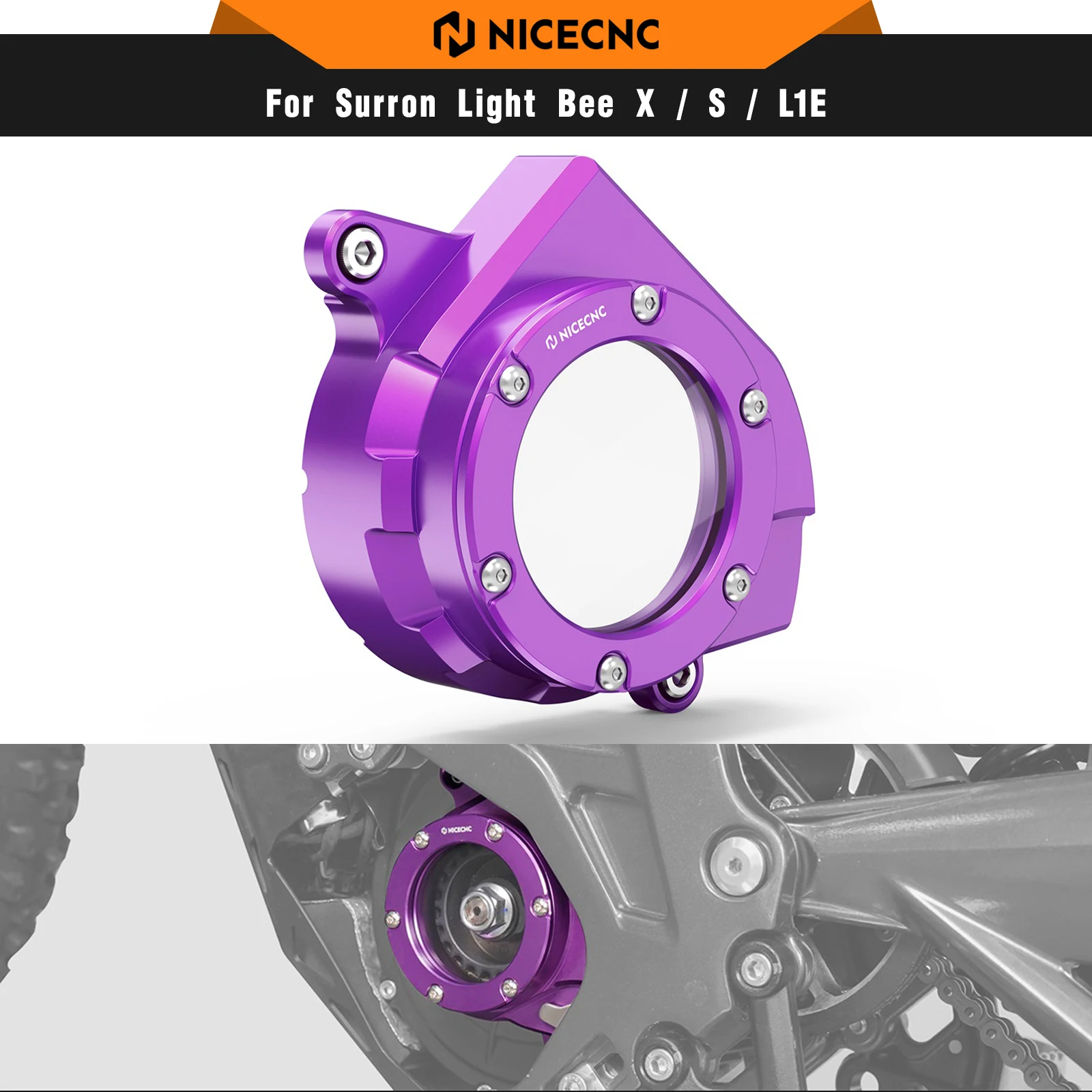

NICECNC For Surron Light Bee X S L1E Transparent Motor Belt Pulley Protector For Segway X160 X260 Electric Dirt Bike 2024 2025