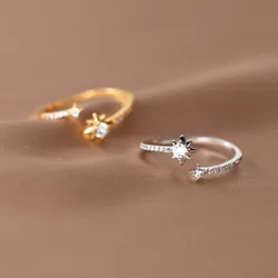925 Sterling Silver Zircon Star Adjustable Rings For Women High Quality Jewelry Accessories Wholesale Jewellery Argent 925