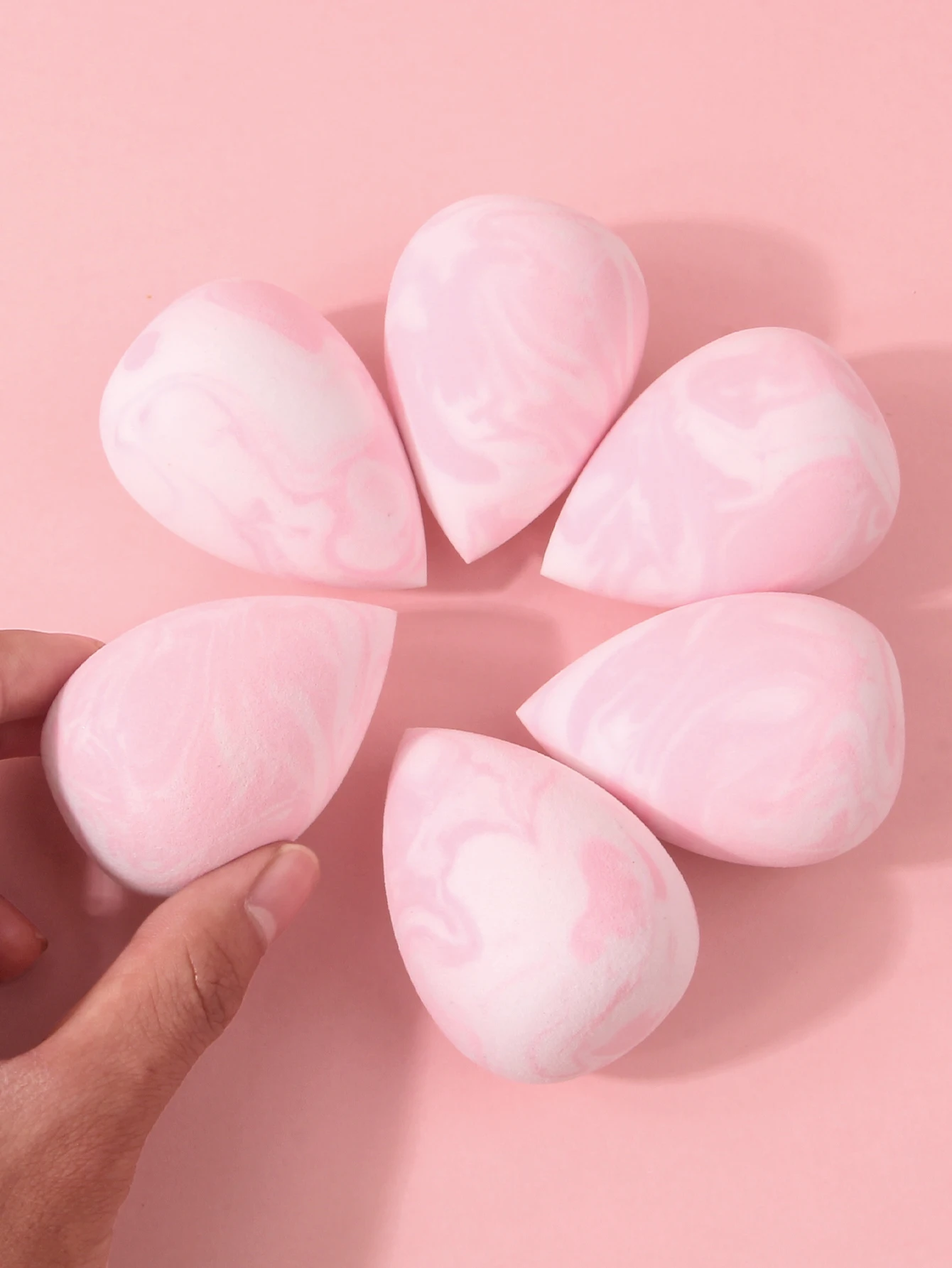 Juego de esponjas para polvo de huevo de belleza de alto nivel de apariencia de 6 uds, huevo de esponja para esponjas en polvo de gota de agua de doble propósito seco y húmedo