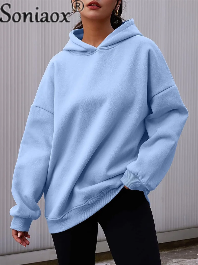 Autumn Winter Loose Thickened Warm Hoodie Women Loose Oversized Hooded Sweatshirt Female Comfortable Casual Long Sleeve Tops New