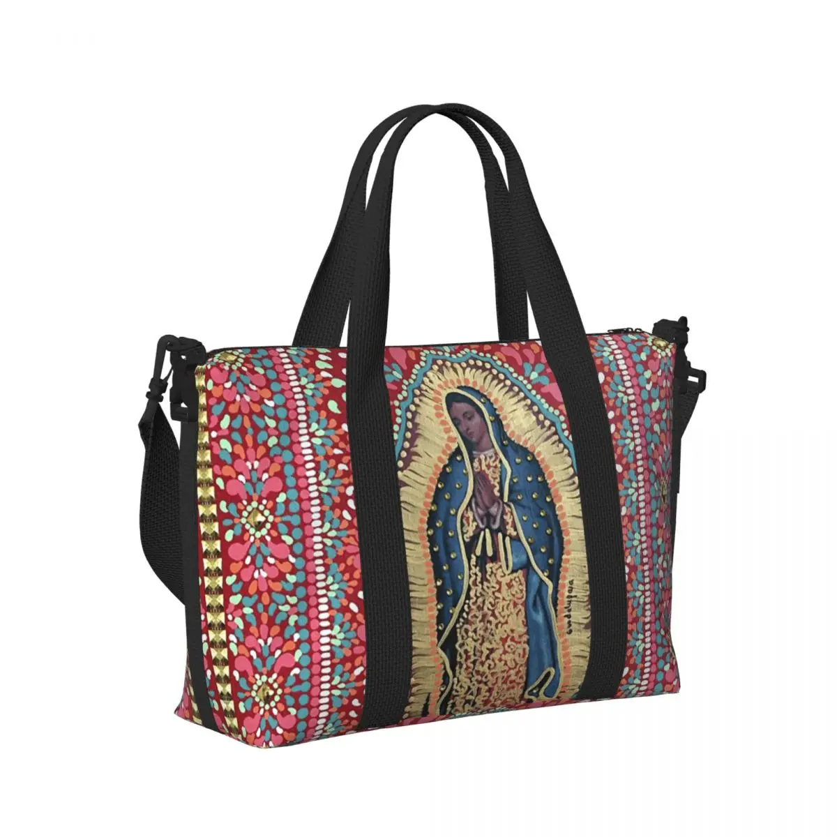 

Девы Марии Гваделупской Мексика Католическая Святая Пляжная Дорожная Сумка Сумки-тоут для Тренажерного Зала Йоги Женская Спортивная Сумка Для Покупок