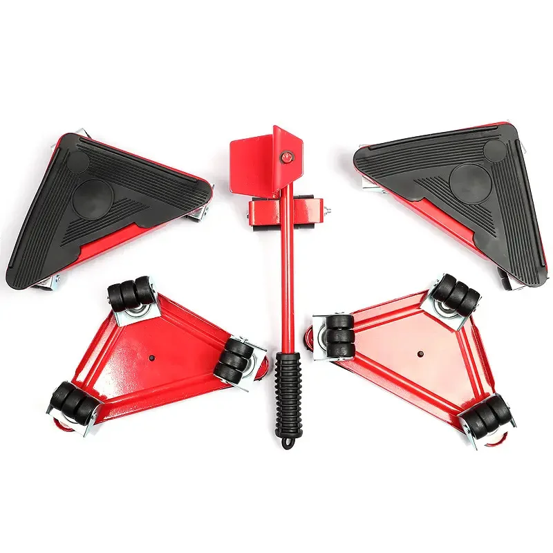 Furniture Dolly Set 4 Triangular Moving Dollies with Lifting Pry Bar Heavy Duty Furniture Mover Tool Kit for Heavy Object Moving