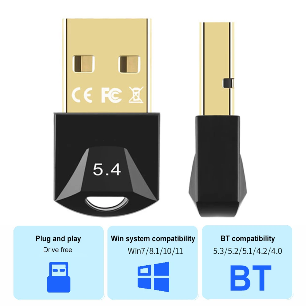 Usb Bluetooth 5.4 Adapter Zender Ontvanger Draadloze Dongle Driver Gratis Voor Luidspreker Muis Toetsenbord Audio Zender