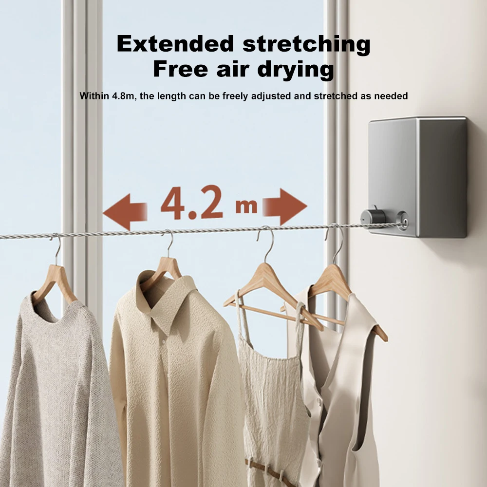 Retractable Clotheslne Stainless Seel Pull-Out Clothes-Drying Macunie Ripe Space-Saving Clothes Drying Rak For Household