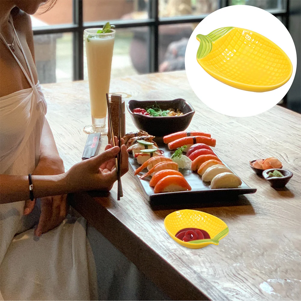 

4Pcs Ceramic Corn Dish Small Dipping Sauce Bowls Cute Kitchen Prep Bowls for Entertaining Family Dinner Dessert Serve