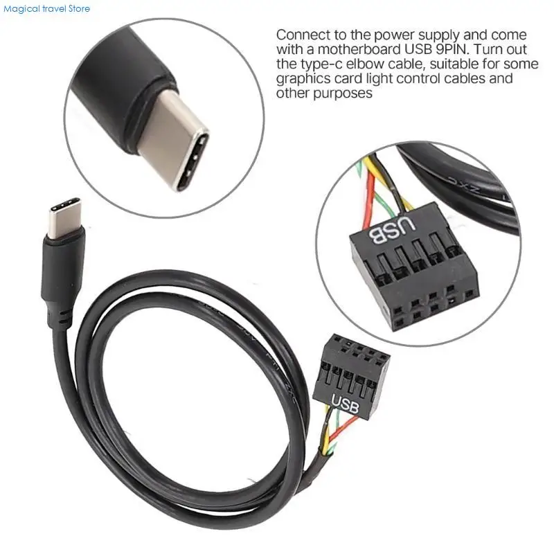 N2UB USB 9Pin to USB C Secondary Screen LCD Screen 9Pin USB Cable Adapter