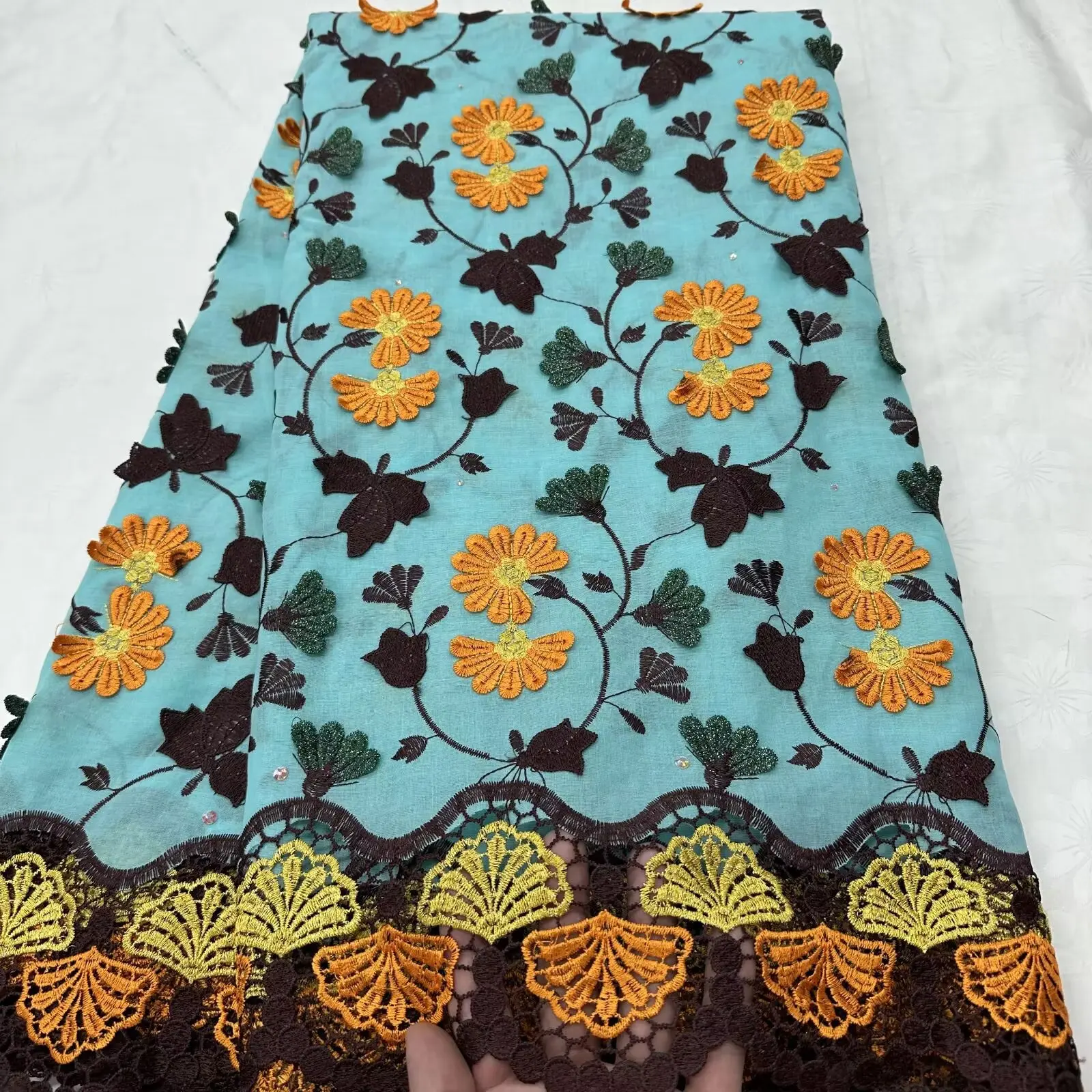 

Luxury African Soft Cotton Water Soluble Lace Latest Applique Swiss Voile Laces in Switzerland For Wedding Dress 16A97