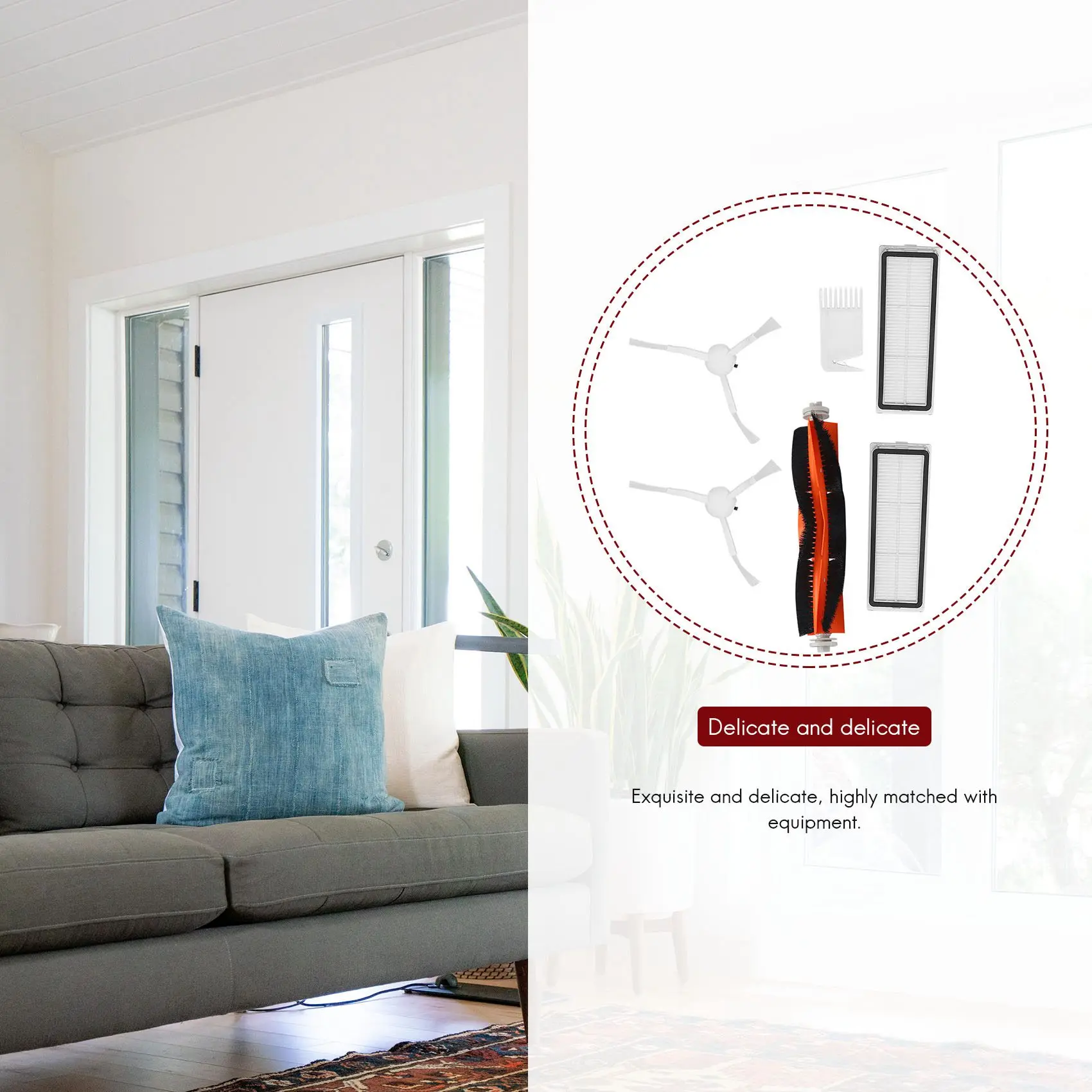 8 ชิ้นอะไหล่ชุดสําหรับ Xiaomi Mijia 1C หุ่นยนต์อุปกรณ์เสริมด้านข้าง Roller ตัวกรอง HEPA แปรงหลัก Mop