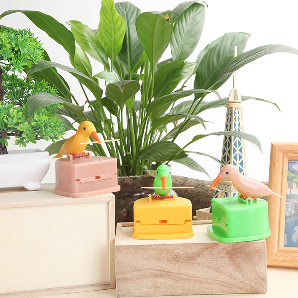 

3 Pcs Automatic Toothpick Box for Toothpicks Ceramics Bamboo Holder Case Jar Food Storage Organizer