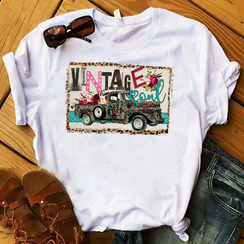 Kobiety T kobiet fala plaża Camper lato Palm Tree drukuj Top Tshirt ładne Camisas Mujer koszulka graficzna damska ładna koszulka