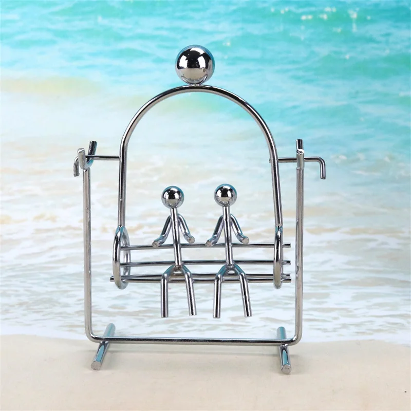 Double People Swing Desktop Ornament Iron Swing Creative Home Desktop Living Room Metal Model Handicraft Birthday Gifts