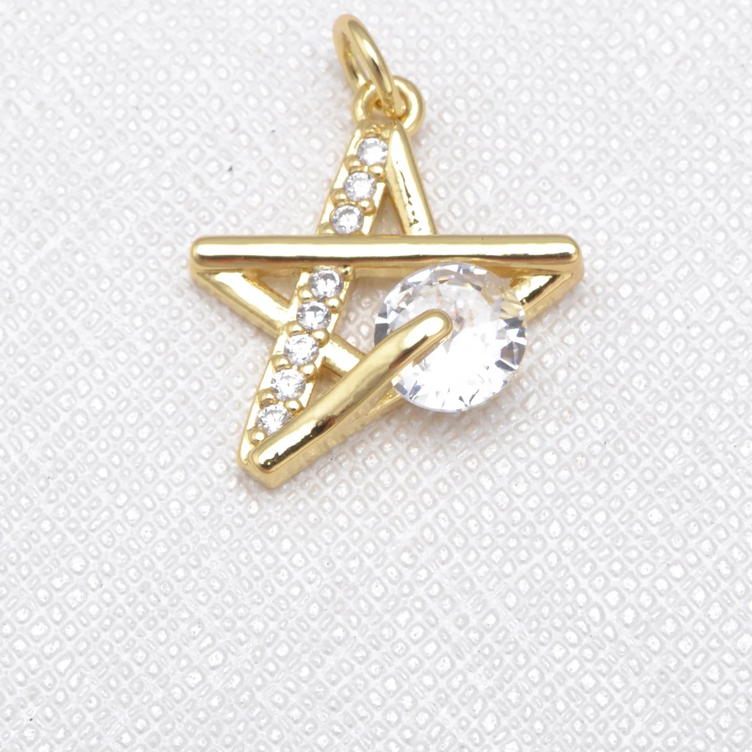 13 Pcs Pave Inlay Zircon Pendant DIY Jewelry Accessories Moon Heart Star Starfish Brass Plated Charm Necklace Making Supplies