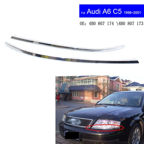 Декоративная накладка на фары для Audi A6 C5 1998-2012, яркие полосы на передний бампер, накладка на переднюю часть автомобиля
