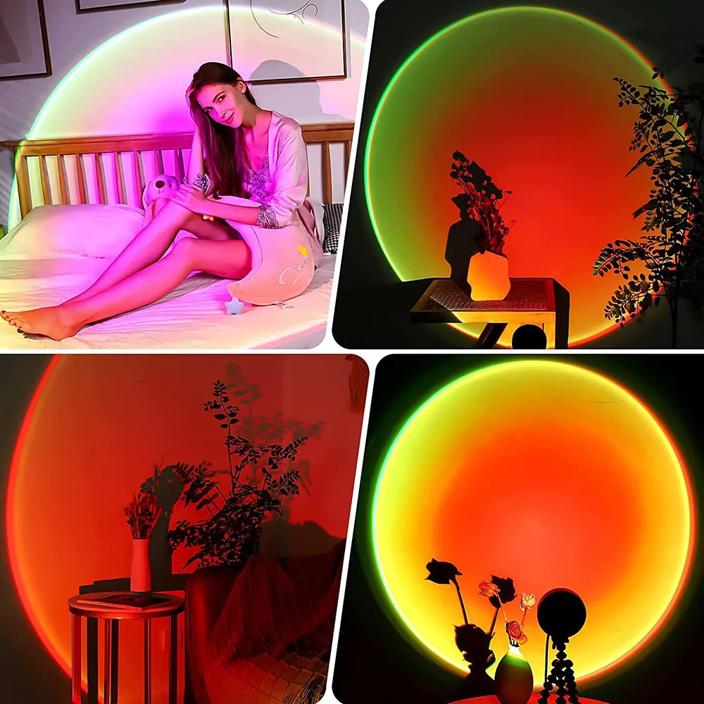 USB Fill Light Sunset Projection Lamp Rgb Selfie Ring Flash Lamp Projector Fill Lamp Lighting Photography Flod Light for Tik Tok