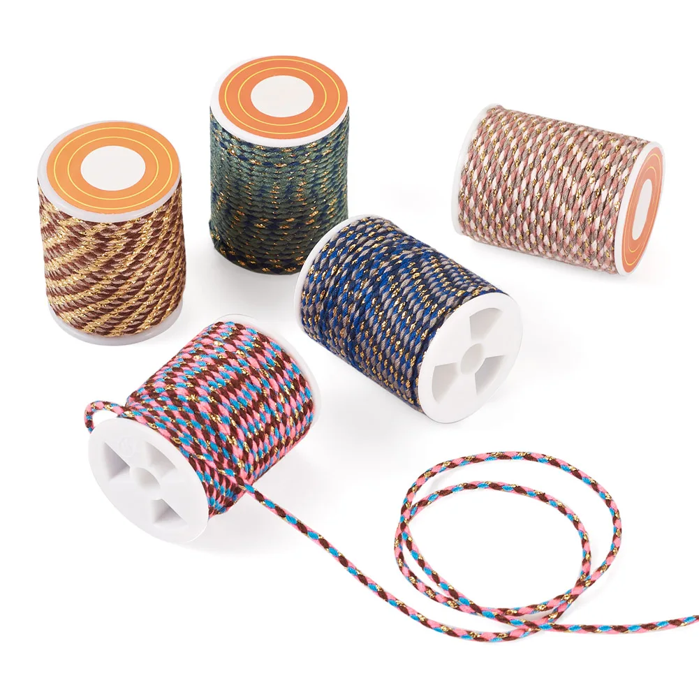 5 Rolls 1.5MM 4-Ply Twisted Polycotton Cord Macrame Cotton Rope for DIY Bracelet Necklace Craft String Knitting Home Decor