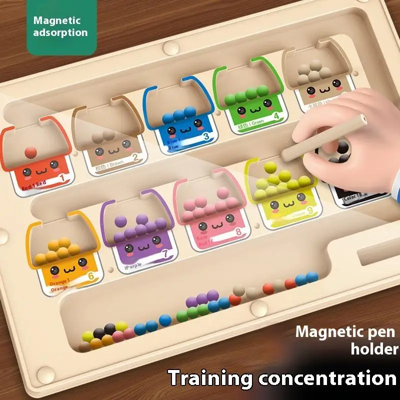 1 Set Grappige Montessori Magnetische Kleur Sorteren Games 2 In 1 Magnetische Kid's Concentratie Training Speelgoed Houten Positionering spel