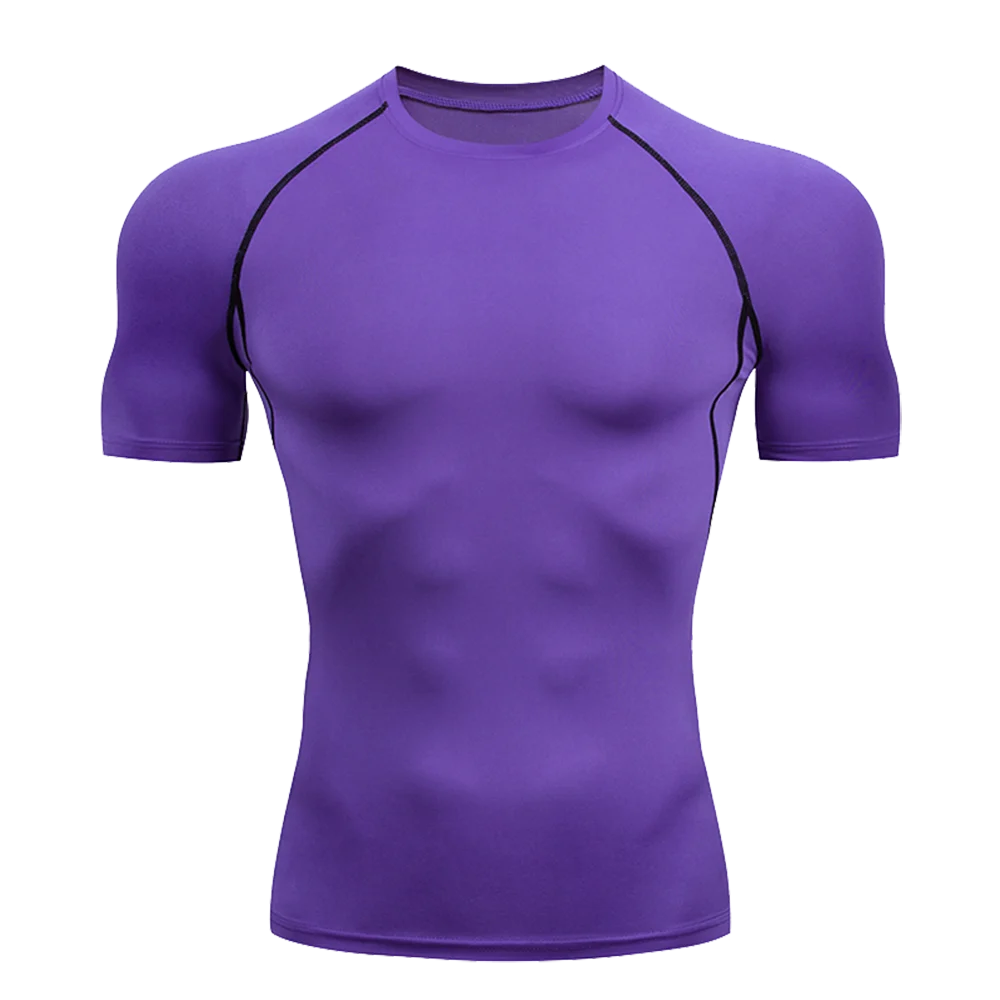 Heren Effen Kleur T-shirt met korte mouwen Gecomprimeerd Sneldrogend Ademend Trainingspak Fitness Jujitsu Rashguard Top Gym Sport