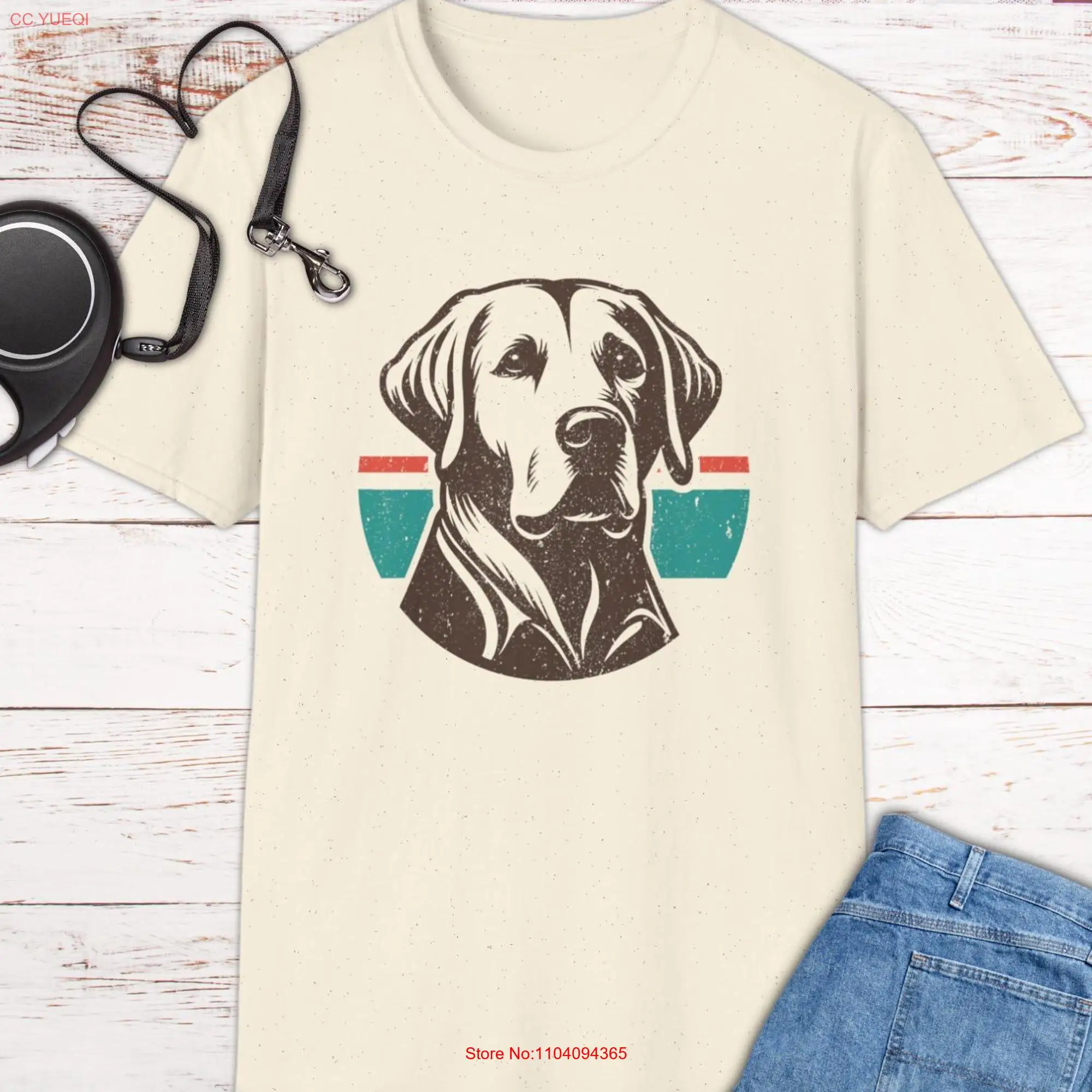 Retro Vibes Chocolate Lab T Shirt with 70s Flair Softstyle Cotton Sz S 3XL Best gift for groovy labrador dog lovers