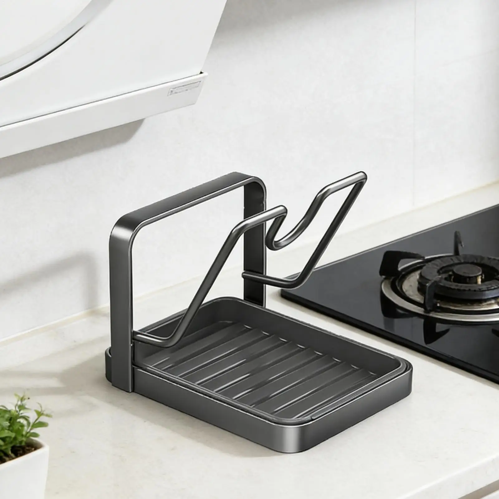 

Регулируемая разделочная доска, держатель для крышки кастрюли, углеродистая сталь, практичный слив, прочная домашняя полка для столешницы, кухонная полка