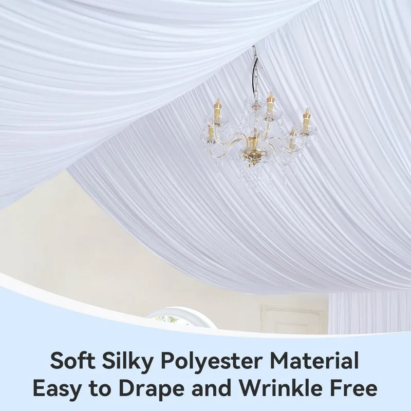 2025 White Ceiling Drapes for Weddings Parties   Easy to Draping Drapery for Birthday Canopy Event Church Bedroom Decor