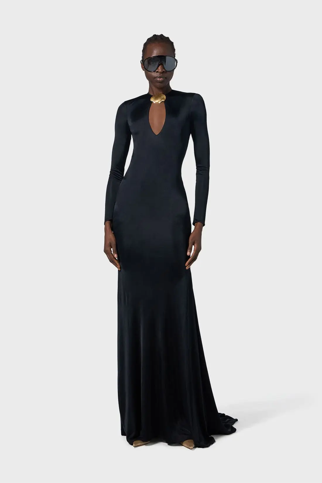 

Women's Long Sleeve V-neck Bodycon Maxi Dresses Luxury 2025 Summer Fashion Sexy Backless Hollow Out Prom Dress Celebrity Wear