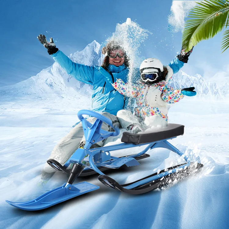 Sleds for Kids Snowmobile for Snowscoot with Twin Brakes,Ski Sled Slider Board Snow Racer Sled for Boy Girl Gift 4 Years