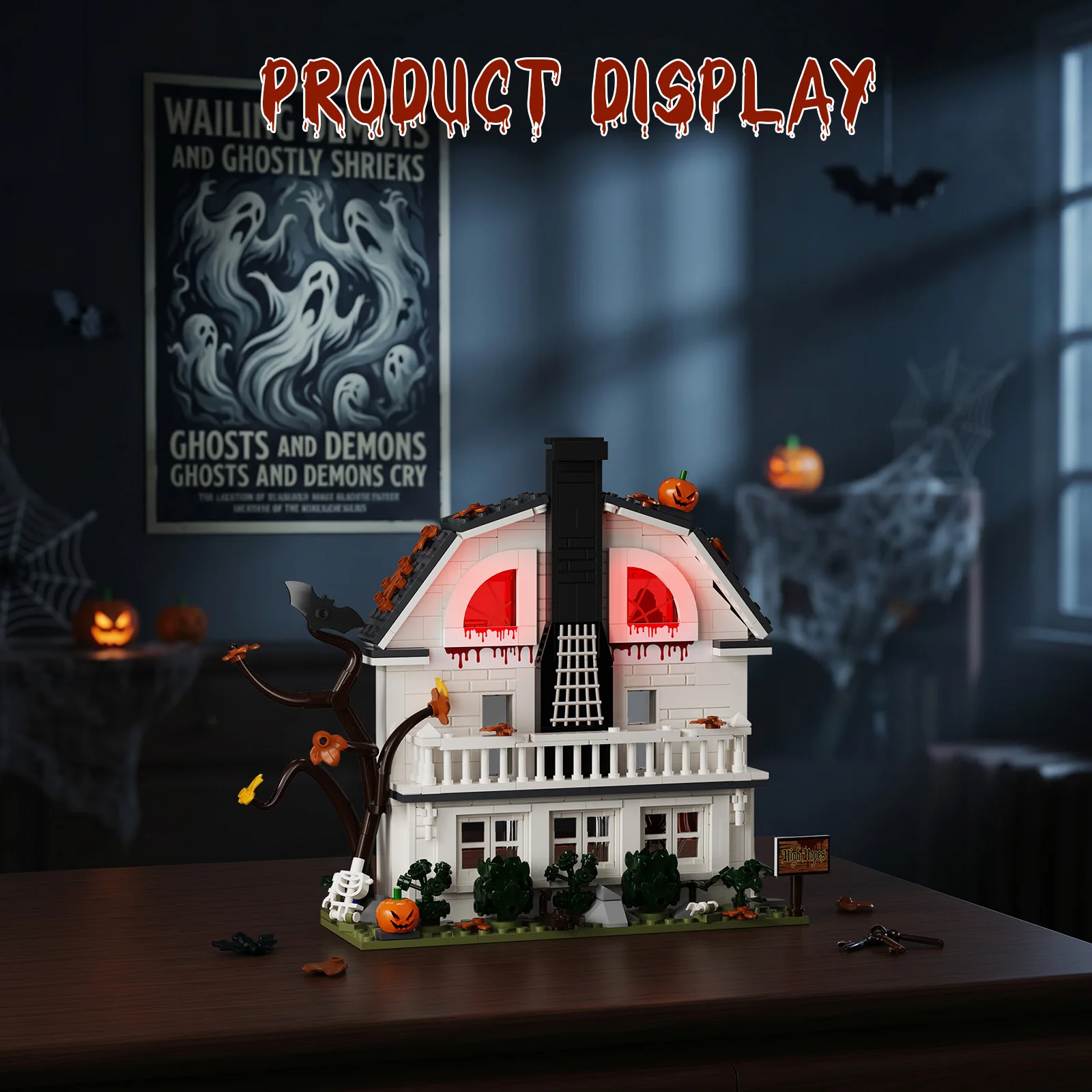 Amityville Horror House Building Blocks Set Horror Movie Haunted Construction Toy Halloween Home Decor Collectible Gift for Adult Film Fans