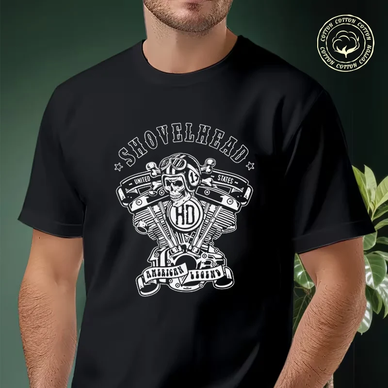 

2026 Men Cotton Casual T-shirts NEW LIMITED HD ShovelHead American Motorcycle Tee Men s Summer Cycling Sportswear Tops