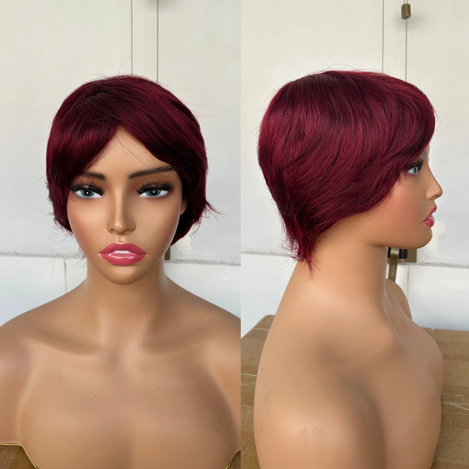 Short Human Hair Wigs, Pixie Cut Straight for Black Women