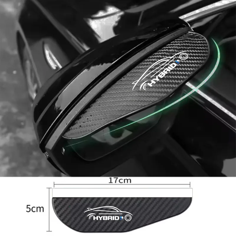 Hybrid Car Rearview Mirror Rain Shield Carbon Fiber Pattern Rain Guard Anti-Rain Reflective Mirror Rain and Sun Shield Widened and Enlarged