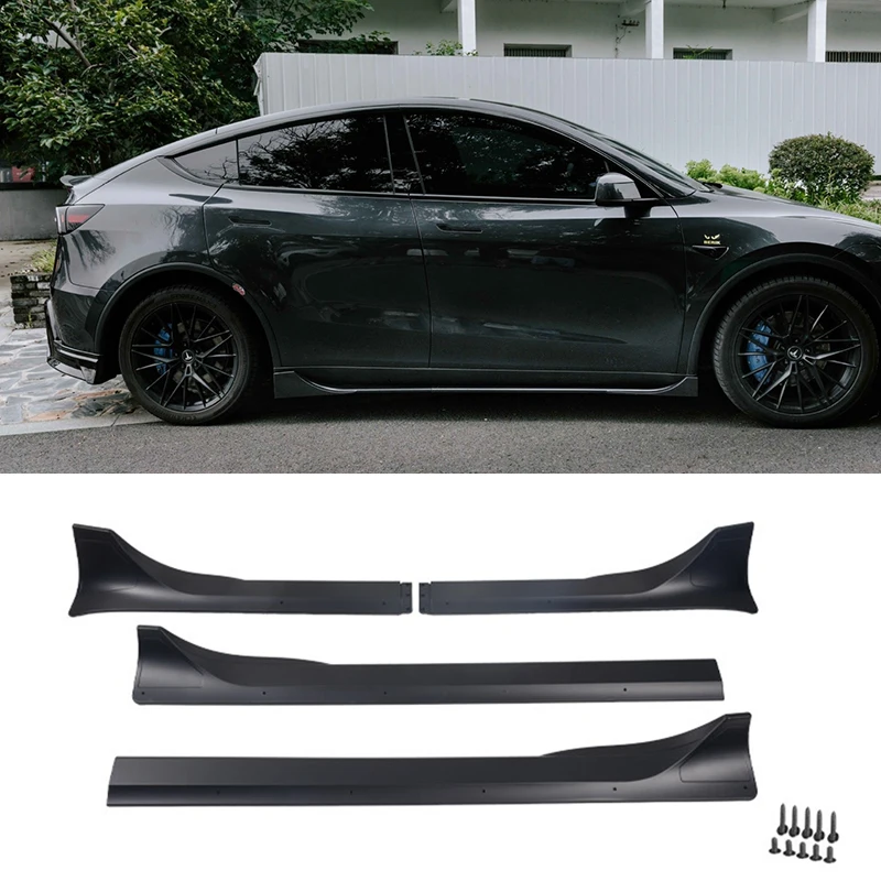 

Applicable for Tesla Refreshed Model Y Car Side Skirt Extension Body Kit Glossy Carbon Fiber Side Skirt Exterior Accessories