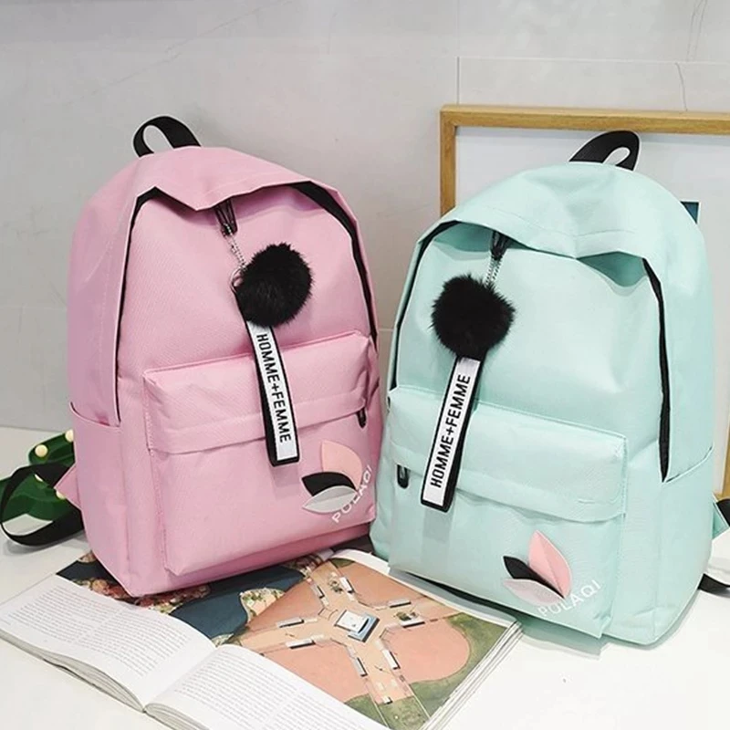 

New Fashion Canvas Backpack 19inch Female Schoolbag Student Bookbag Girls Cute Travel Rucksack Shoulder Bag Large capacity bags