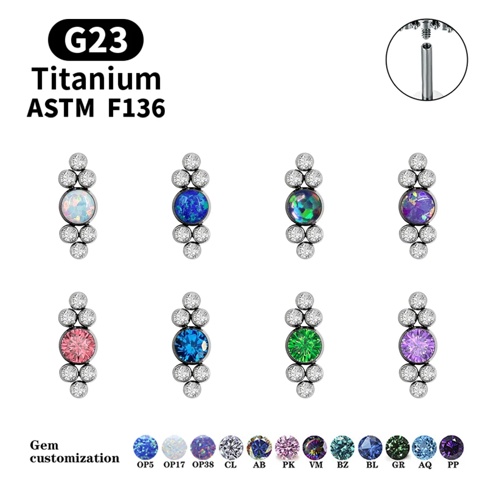 

G23 F136 Titanium Stud Earrings CZ Lip Nail Cartilage Piercing Jewelry Fashion Ladies Earrings Silver Color Jewelry Accessories