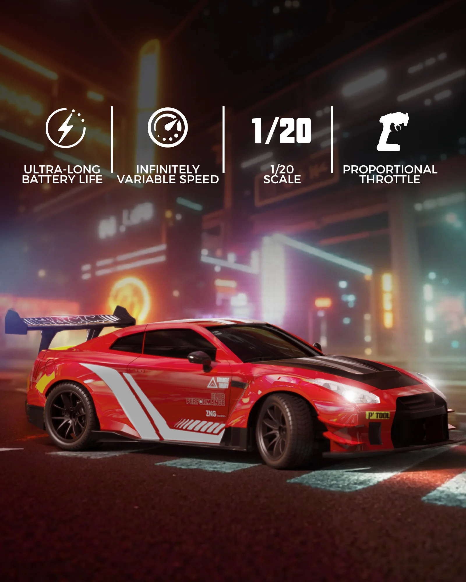 سيارة RACENT RC الانجراف عالية السرعة بجهاز تحكم عن بعد 4WD RC مع ضوء LED، لعبة عجلات السباق والانجراف لبطاريتين للأولاد