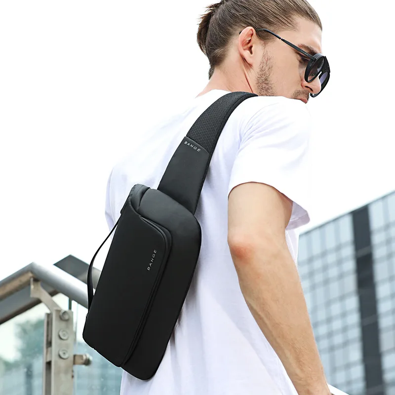 BANGE 9.7Inch iPad Fashion Business Men's Messenger Bag Anti-Theft Waterproof Teen Chest Bag Travel Casual Everyday Shoulder Bag