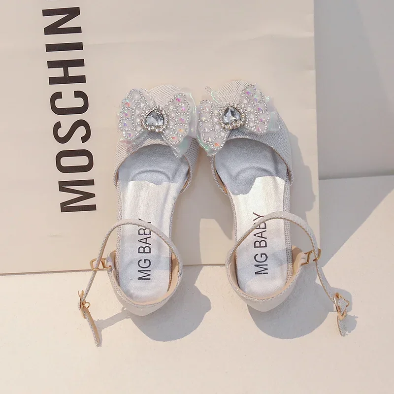 Baby Girls Princess Shoes Love Crystal Cute Kids Sandals Casual Comfortable Bow Catwalk Fashion Spring/Summer Student Elegant