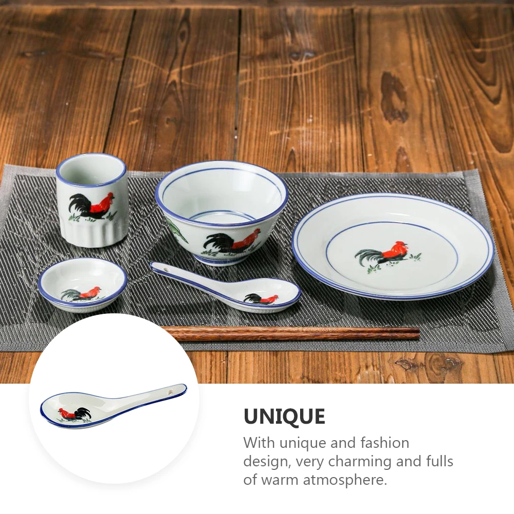 

6pcs Ceramic Soup Spoons Creative Dessert Spoon Stir Mixing Spoon For Tea Coffee Ice Cream Multi-Functional Delicate Kitchen