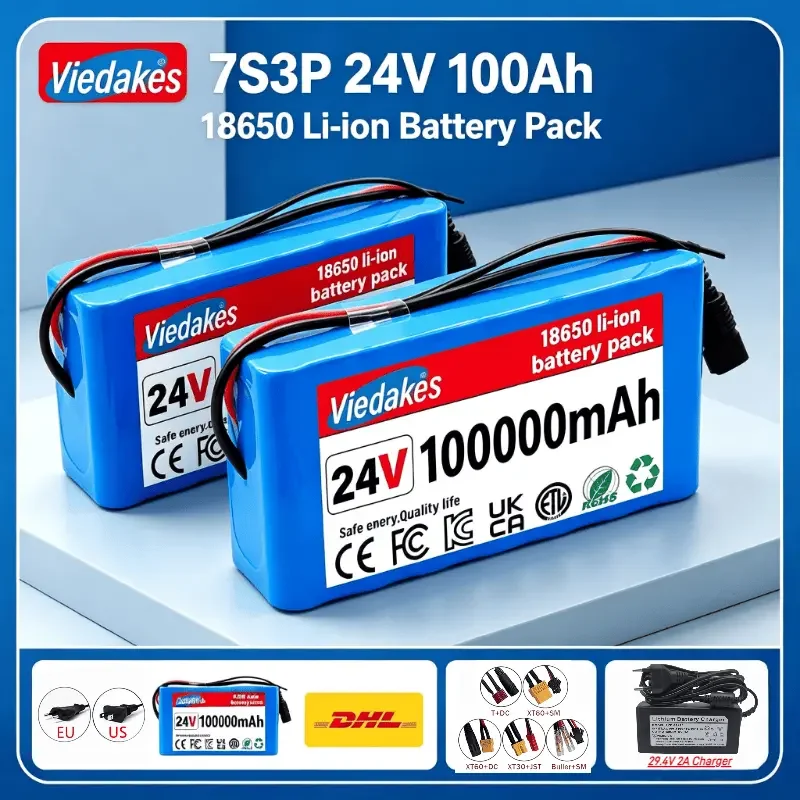 

Viedakes 24V 100Ah Li-ion Battery, Universal Rechargeable Pack For 24V Electric Devices & UPS System ✅