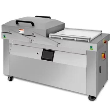 650mm Food-Grade SS304 Vacuum Packing Machine with Omron PLC Touch Screen Double Chamber Automatic Lid Vacuum Sealer