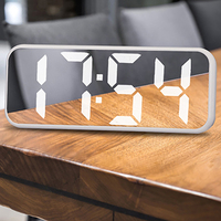 LED Alarm Clock with Snooze Function 12/24H Digital Alarm Clock Temperature Date Display Table Mirror Clocks Desktop Decorations