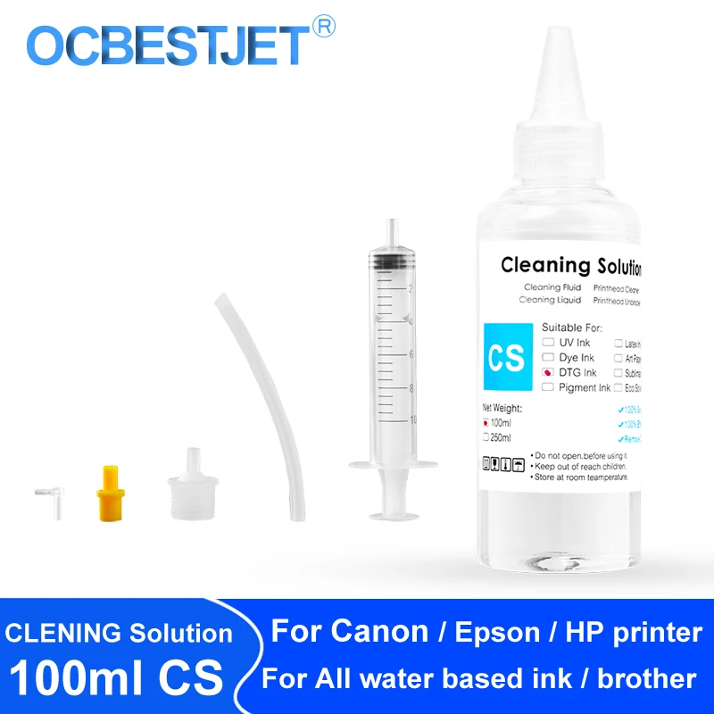 100ml roztwór czyszczący płynny tusz na bazie wody środek do czyszczenia głowicy drukującej barwnik/pigment/ublimacja do drukarki Epson/HP/Canon/Brother