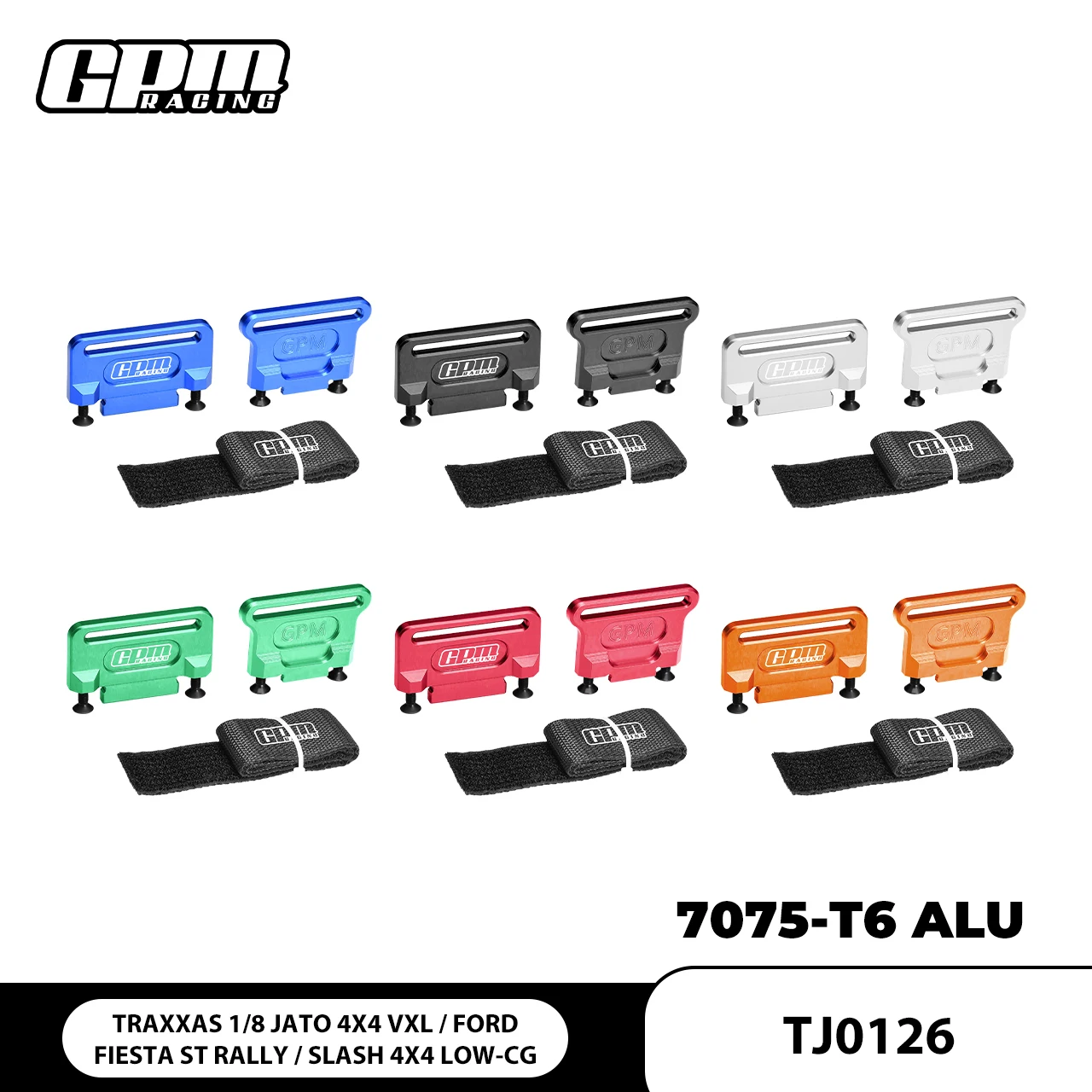 

GPM TRAXXAS Jato Slash Low-CG Ford Fiesta ST For 7075 Alu Retainer Battery Hold-Down