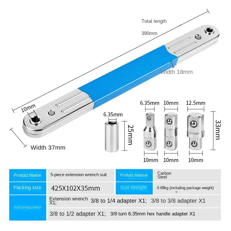 Multi functional extension wrench, ratchet linkage, quick right angle wrench, extension rod, repair tool socket, extension rod