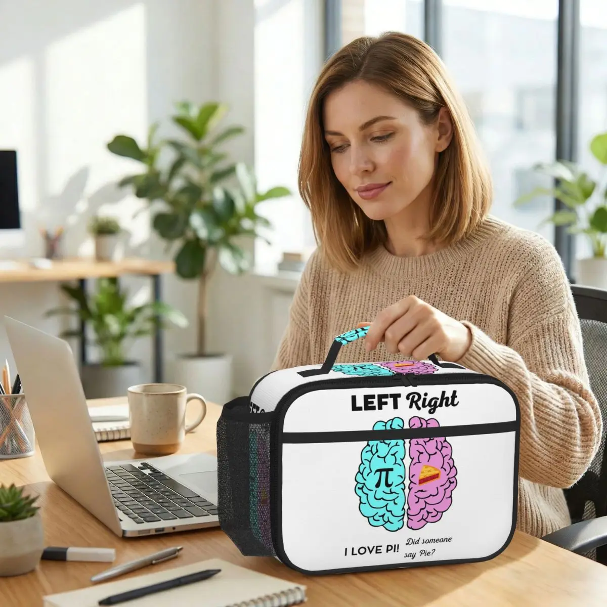 Left Right Brain Hemisphere Pi Pie Math Joke Insulated Lunch Bag for Women Office Cooler Thermal Food Box Tote Lunch Boxes