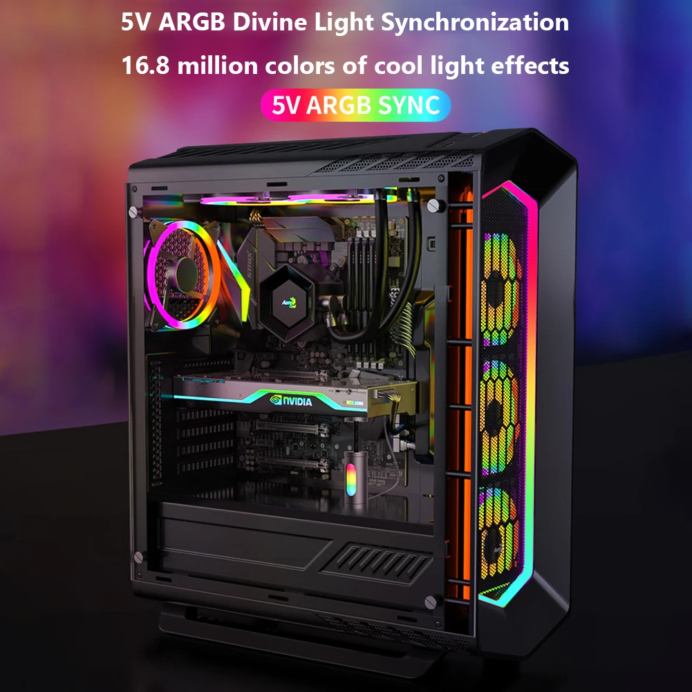 

ARGB Graphics Card GPU Holder Built-in 5V ARGB SYNC Lamp Magnetic Graphics Card Brace Vertical Telescopic Rotating Stand Bracket