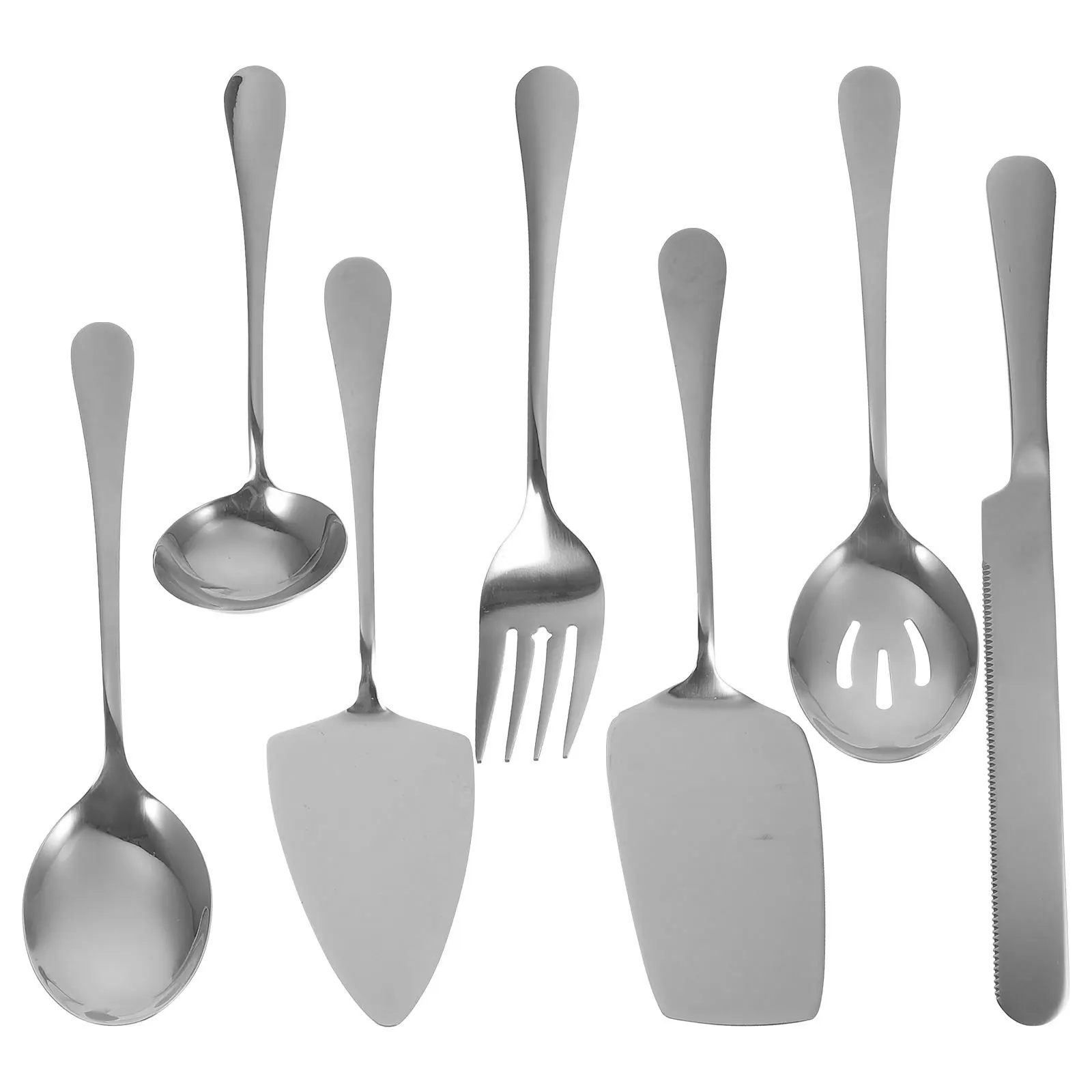 

Stainless Steel Cake Knife Set Portable Flatware Cutlery Kit Large Serving Utensils Wedding Banquet ToolsSpoons Forks